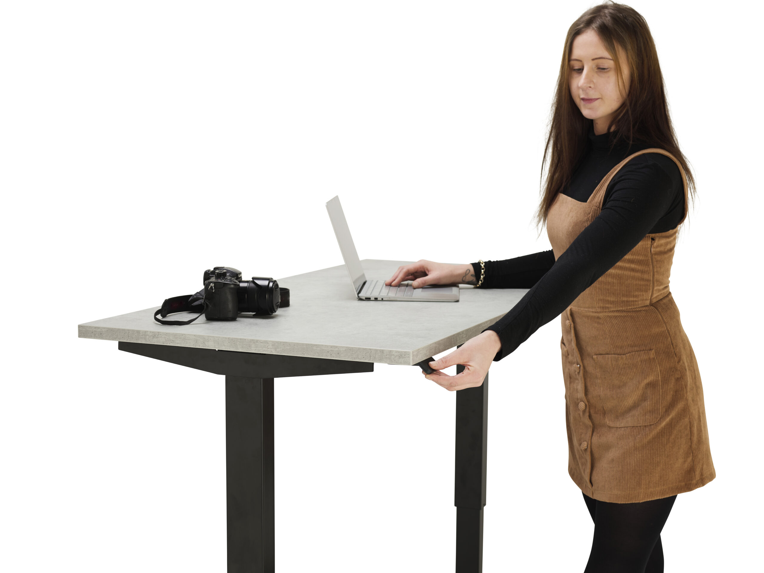 Using a height adjustable standing desk