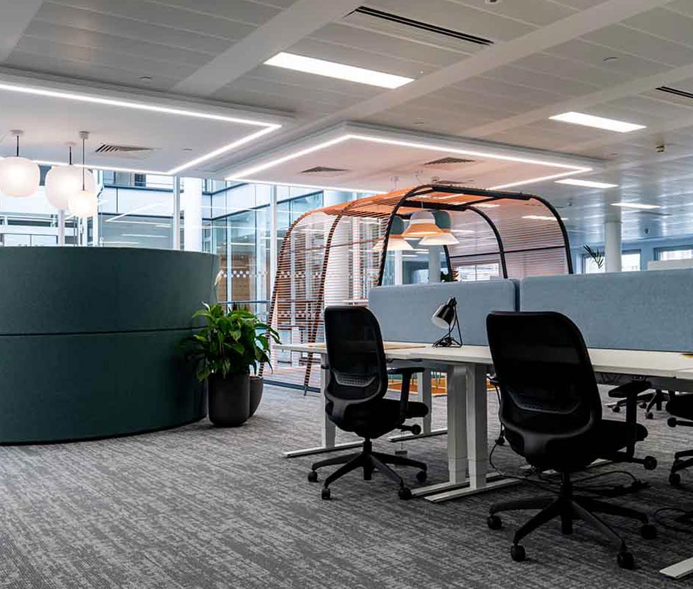 Office space with height adjustable desks from Lavoro